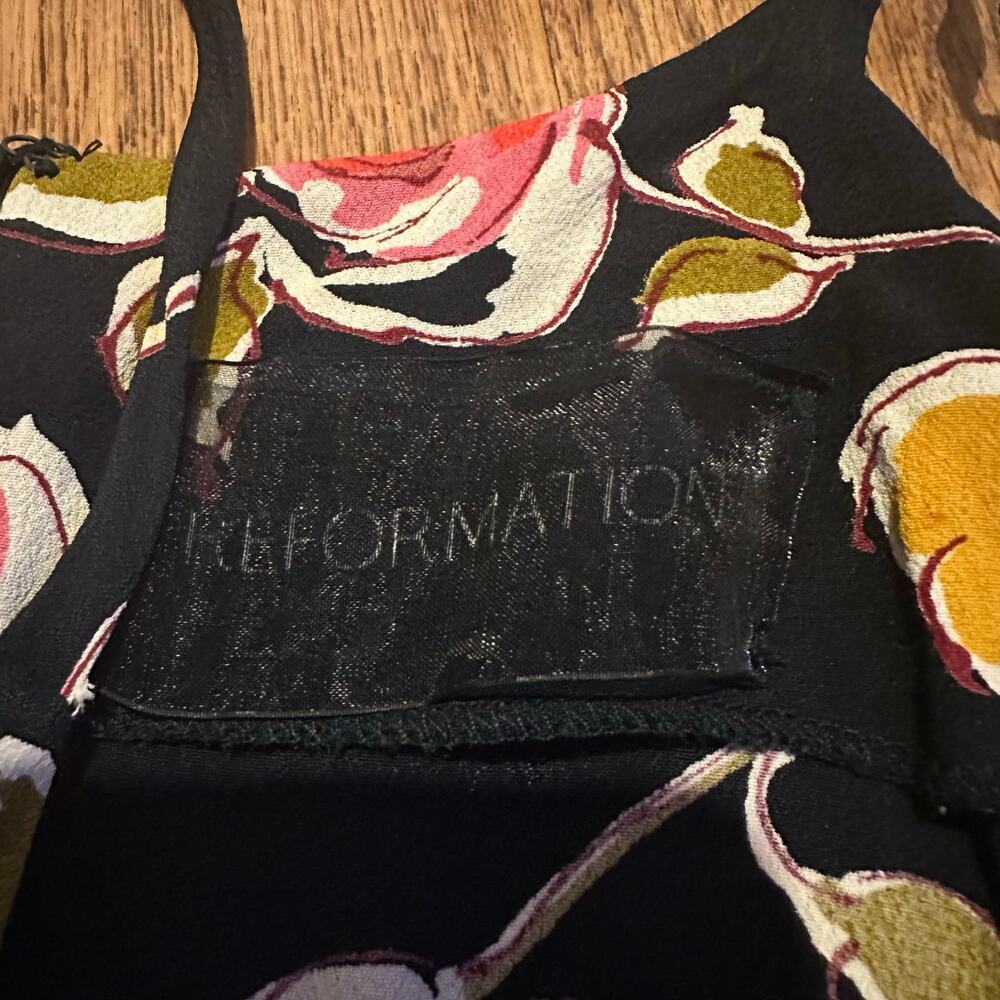 Reformation black floral spaghetti straps mini dress top sexy size medium - Picture 5 of 8